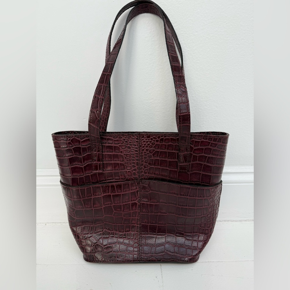 Patricia Nash Purple and Brown Textured Leather Tote. Very cute!